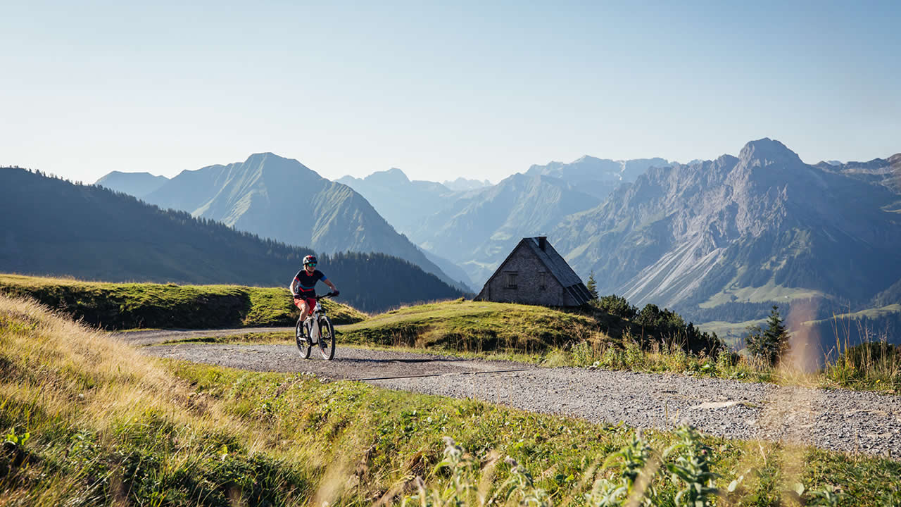 Mountainbiken im Bereich Diedamskopf, Foto: Sebastian Stiphout - Bregenzerwald Tourismus